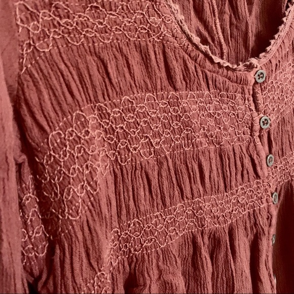 Free people burgundy button up flowy long sleeve - Picture 4 of 7